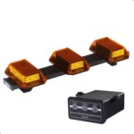 GIROLED 0,6MT - 3 CÚPULAS FRONTAIS + LEDS - 12V - ÂMBAR