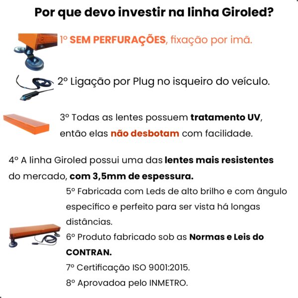 GIROLED 0,6MT IMÃ E PLUG E COMANDO INTERNO ÂMBAR 24V - Imagem 8