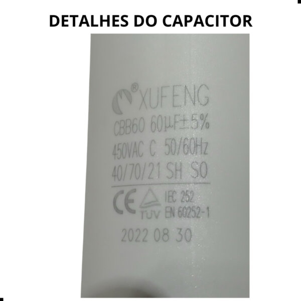 CAPACITOR 60uF 220V P/ LAVAJATO WAP 5100 - Imagem 4